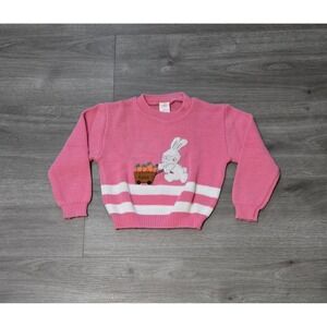 Vintage Sears Girls Bunny Rabbit Embroidered  Knit Acrylic  Sweater‎ Size 3T